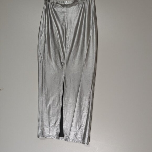 *3/$10* SHEIN Stretch Maxi Skirt with Slit Silver Size Medium Size 6 - Picture 5 of 5